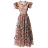 Heavy Industry Lily Lotus Leaf Sleeve Print Dress Long Dress Summer Autumn Women's New 2024 68HZ