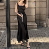 White Dingy U Tie Dress Femininity Design Fishtail Long Dress Dress Dress Dress 68HZ