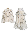 Australian Show Wave Dot Suit Women's Tide 2025 New Scarf With Lotus Leaf Shirt Top + Long Skirt 68HZ