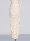 French Name Wind 2025 Spring New Fashion Fold Three-Dimensional Flower Top + Left Hip Skirt Suit Woman 68HZ