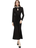 Heavy Industry Nails Sexy Hollow Long-Sleeved Fishtail Princess Dress Dress Women's Spring And Summer New 2024 68HZ