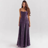 New Slings Tulle Formal Dress Women's Flower Lace Paste Long Ball Dress 68HZ