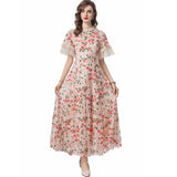 Heavy Industry Color Liede Embroidery Round-Neck Princess Style Long-Sleeve Dresses Summer New 2024 68HZ