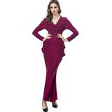 Sexy Deep V-Neck Care Machine Lace Splicing Purple Dress Tight Long Dress Dress Women Autumn New 2025 68HZ