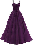Evening Dress Women 2025 Fine Shoulder Prom Neat Long Tulle Lace Sticker Girl Party Ball Dress Summer 68HZ