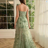 The Bridesmaid's Suit Slings Linden With Forked Temperament Sexy Evening Dress Lace Mesh Dress 68HZ
