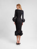 Boutique Women's Dress Round-Neck Three-Dimensional Flowers Drill Body-In-Body-Brows With Evening Dress 68HZ