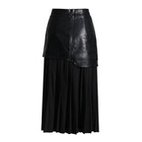 British Elegant Niche Design 2025 Summer New High-Waist Temperament Fashion Splicing 100 Folded Half-Dressed Half-Dressed 68HZ