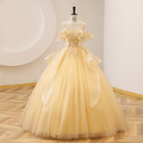 Champagne Dress Student Vocal Art Exam Performance Costumes Singing Puffed Skirts To Host The Annual Banquet Evening Dress 68HZ