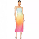 2025 New Breast-Meared Rainbow Gradient Color Photo Dating Travel To Take Photos Graduation Season Dress Famous Evening Dress 68HZ