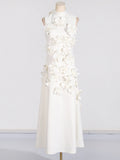French Three-Dimensional Flower A-Shaped Dress 2025 Spring And Summer New Splicing Collar High-End Thin Dress Woman 68HZ