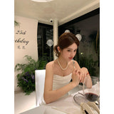 White Certificate Registration Engagement Dress High-End Light Luxury Niche Beautiful Temperament Birthday Pattern Dress 68HZ