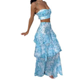 Fashion Wrapped Chest Print Sleeves On The Back Of The Fork Irregularly Set Half-Dress Suit Woman 68HZ
