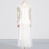 Temperament Famous Wind Two Sets 2025 Summer New Heavy Industry Embroidery Top Long Mesh Dress Dress Suit Woman 68HZ