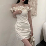 Summer New Temperament Sexy Shoulder-To-Shoulder-To-Heart Dress Women Want To Slim Skinny Ass Skirt 68HZ