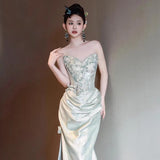 Engagement Banquet Evening Dress Female Senior Sense Light Luxury Niche Design Smeared Bride's Chinese Morning Gown Toasting 68HZ