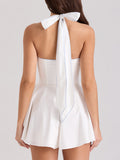 Sexy Hot Girl Wind Dark V Solid Dress 2025 New Fish Bone Collar Lumbar Thin-Necked Dress Woman Summer 68HZ