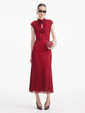 Exploding New Hot Women's Long Hot Diamond Sexy Flower Dress Dinner Dress Temperament Ass 68HZ