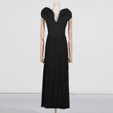 Famous Windy Big Flower Dress Dress 2025 Summer New Sexy V Collar High-Rise 100-Fold Long Dress Woman 68HZ