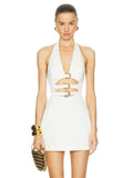New Sexy Hollow Hanging Back Hanging Neck Dress Metal Decorative Temperament Dress Skirt Skirt Skirt 68HZ