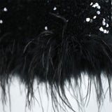 Lied Feather Dress Autumn And Winter New Small Black Dress Famous Temperament Banquet Annual Small Dress Girl 68HZ