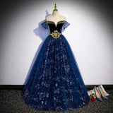 Blue French Evening Dress Woman 2025 New Hosts Beautiful Solo Solo Music Examination Long Temperament Performance Dress 68HZ