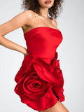 French Temperament Sexy Dinner Dress Dress 2025 New Fashion Tsets Three-Dimensional Rose Flower Dress 68HZ