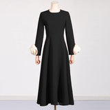 French Temperament Elegant Wind 2025 Spring New Fashion Splicing Three-Dimensional Roses To Thin Dress Women 68HZ