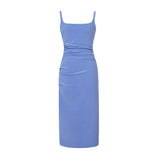 Blue Temperament Elegant Banquet Party Evening Dress Women Can Usually Wear Slim Slim Dress 68HZ