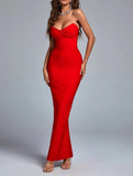 Women's Explosive Sexy Long Evening Dress Body Wrapping Party Temperament Banded Dress Black 68HZ