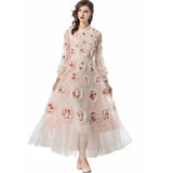 Heavy Industry Lily Three-Dimensional Lace Collar Long-Sleeved Lotus Side Princess Dress New Women's Autumn And Winter 2024 68HZ