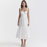 Women's Clothing INS Pure-Bbreed Sling Skirt Cotton Tatin White Dress Dress Women Summer Sweet And Spicy 68HZ