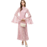 Vintage Style Collar Lace Splicing Horn Long Sleeve Long Dress Dress Spring And Summer New Women's Dress 2024 68HZ
