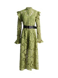 Artistic Retro Style Dress 2025 New Fashion Temperament Niche Design Hollow Lace Dress Long Lady 68HZ