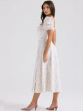 High-End Women's Dress French Style Collar Crumn Dress Dress Temperament Print Dress Fashion Casual Holiday Dress 68HZ