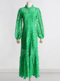 Spring 2025 New Tea Break French Dress Standing Collar Hollow Design Feel Waist Thin Fashion Temperament Dress 68HZ
