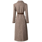 Vintage Collar Hairy PU Splicing Single Row Buckle Long-Sleeved Long-Sleeved Long-Sleeve Coat Women's New Autumn And Winter 2024 68HZ