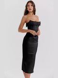 Direct Sales Of New Sexy Solid Color Sleeveless Shoulder Pearl Fish Bone Dress Dress Women's Dress 68HZ