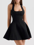 Fang Collar Hanging Neck Collar With Short Skirt 2025 New Waist Display Thin Short Color Dress Women's Summer 68HZ