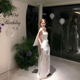 White Certificate Registration Engagement Dress High-End Light Luxury Niche Beautiful Temperament Birthday Pattern Dress 68HZ