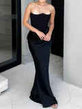 Sexy Women's New Bosom Granite Embossed Long Dress High-End Velvet Dress Black Ass Evening Dress 68HZ