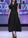 Vietnamese Niche Design Shoulder Bow Design Feel Dress To The Waist Of The Thin Swing Dress 100-Fold Dress Dress 68HZ