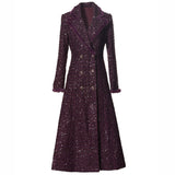 Heavy Industry Wool Long-Sleeved Sleeves Clame Collar Fashion Double Buckle Purple Coat Woman New Spring And Autumn 2025 68HZ