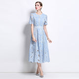 French Niche High-End Water-Soluble Lace Dress Light Luxury Elegant Temperament Hollow Embroidery Embroidery Dress 68HZ