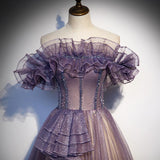 Purple Evening Dress 2025 New Summer Women's Elegance Elegance Long Chorus Performance Dress 68HZ