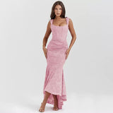 Sexy Women's Clothing New Sleeveless Shoulder Solid-Colored Fish Bone Dress 68HZ