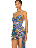 High-End Women's Sexy Breast-Wearing Bow Decorative Dress High-End Temperament Folded Chest Dress Skirts 68HZ
