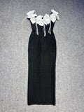High-End Elegant Temperament Famous Banquet Dress Dress Side-Uppe Bow Tuxedo Diamond Bandage Skirt 68HZ