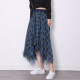 Korean Version Of Temperament High-Waisted Grid Half-Dress Girl 2025 Spring New Ins Commute Medium And Thin A Word 68HZ