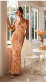 2024 Summer New Women's Clothing Laminated V-Neck Lotus Leaf-Side Dress 68HZ